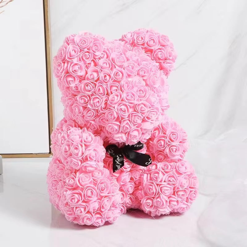 Rose Bear Teddy Bear, 25Cm Flower Bear Teddy Bear, Valentine'S Day Gift, Christmas Gift, Birthday Gift, Party Gift