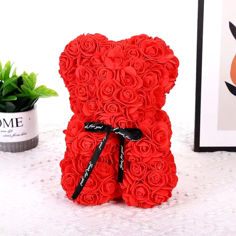 Rose Bear Teddy Bear, 25Cm Flower Bear Teddy Bear, Valentine'S Day Gift, Christmas Gift, Birthday Gift, Party Gift