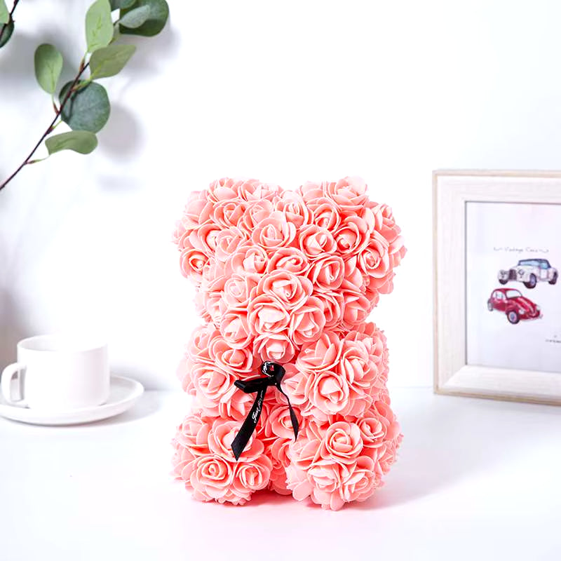 Rose Bear Teddy Bear, 25Cm Flower Bear Teddy Bear, Valentine'S Day Gift, Christmas Gift, Birthday Gift, Party Gift